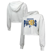 Indiana Pacers Majestic Threads Women's Tri-Blend Cropped Pullover Hoodie - White online