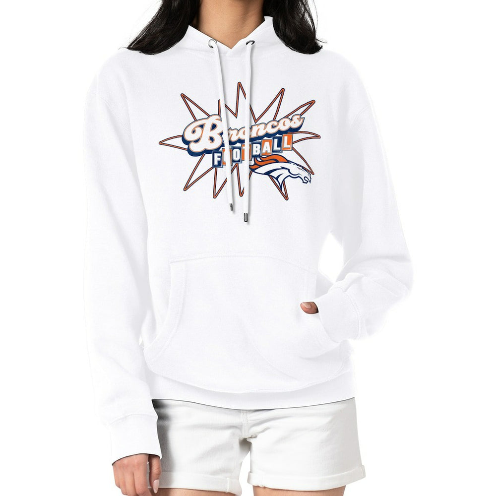 Denver Broncos Starter Women's Drive-In Sign Pullover Hoodie - White cheap