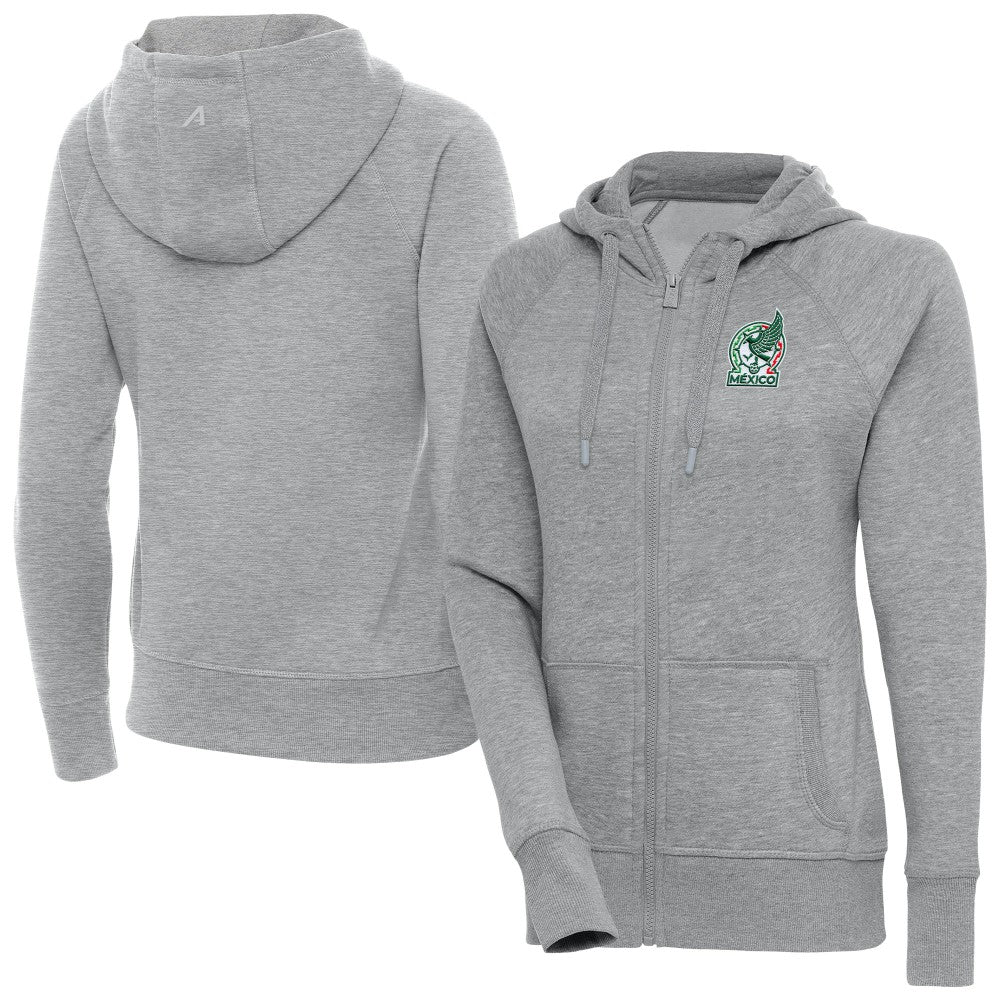Mexico National Team Antigua Women's Takeover Full-Zip Hoodie - Heather Gray for sale