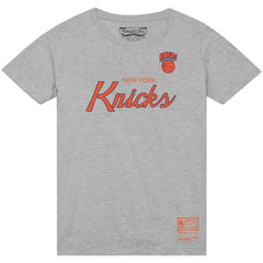 New York Knicks Big & Tall Hardwood Classics Vintage Wordmark T-Shirt - Heather Gray | Mitchell & Ness on sale
