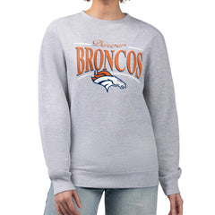 Denver Broncos Starter Women's Arch Stripe Fleece Pullover Sweatshirt - Gray for sale