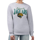 Jacksonville Jaguars Starter Women's Throwback Arch Stripe Fleece Pullover Sweatshirt - Gray outlet