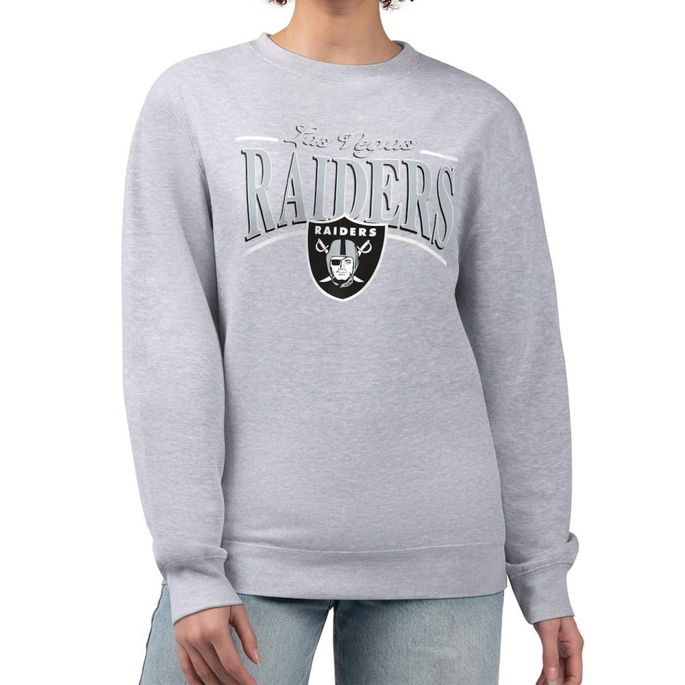 Las Vegas Raiders Starter Women's Arch Stripe Fleece Pullover Sweatshirt - Gray sale