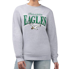 Philadelphia Eagles Starter Women's Throwback Arch Stripe Fleece Pullover Sweatshirt - Gray discount
