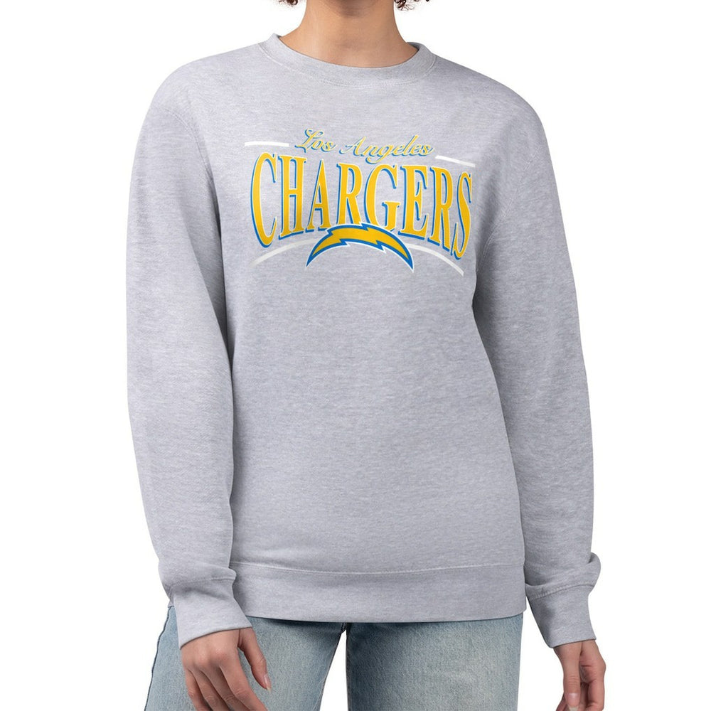 Los Angeles Chargers Starter Women's Arch Stripe Fleece Pullover Sweatshirt - Gray outlet