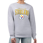 Pittsburgh Steelers Starter Women's Arch Stripe Fleece Pullover Sweatshirt - Gray outlet