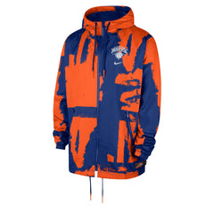 New York Knicks Courtside Club Premium Woven Full-Zip Hooded Jacket - Blue/Orange | Nike discount