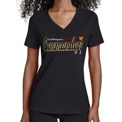 Washington Commanders Starter Women's Groovy Script V-Neck T-Shirt - Black sale