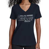 Dallas Cowboys Starter Women's Groovy Script V-Neck T-Shirt - Navy sale