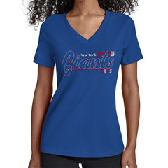 New York Giants Starter Women's Groovy Script V-Neck T-Shirt - Royal discount
