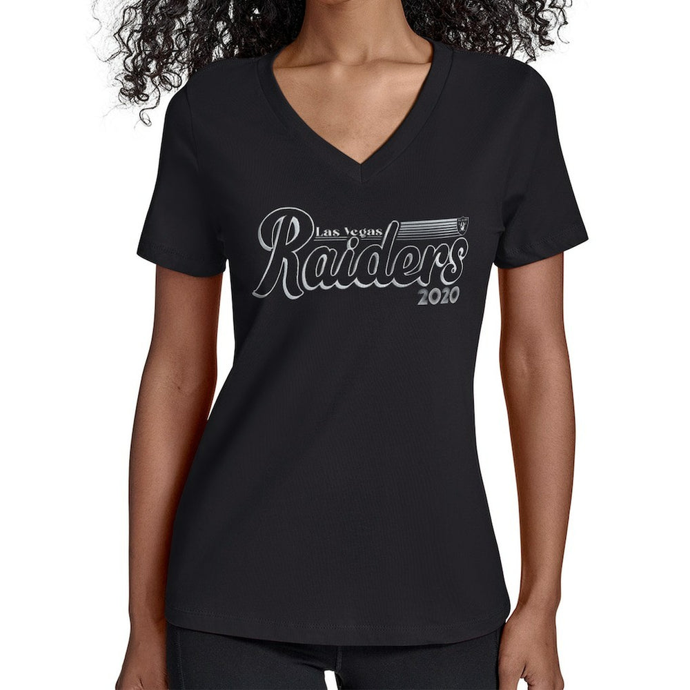 Las Vegas Raiders Starter Women's Groovy Script V-Neck T-Shirt - Black online