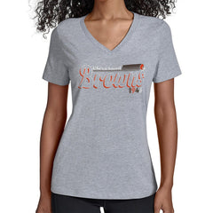 Cleveland Browns Starter Women's Groovy Script V-Neck T-Shirt - Gray discount