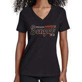 Cincinnati Bengals Starter Women's Groovy Script V-Neck T-Shirt - Black for sale