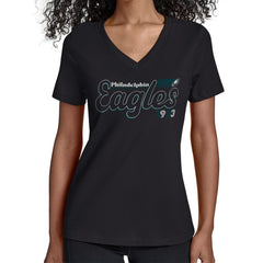 Philadelphia Eagles Starter Women's Groovy Script V-Neck T-Shirt - Black for sale