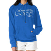 Indianapolis Colts Starter Women's Groovy Script Pullover Hoodie - Royal on sale