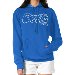 Indianapolis Colts Starter Women's Groovy Script Pullover Hoodie - Royal on sale