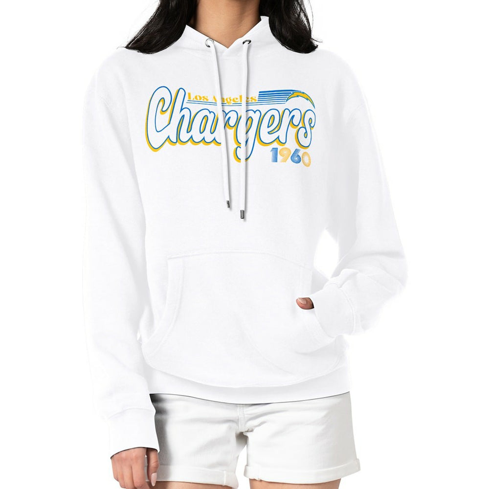 Los Angeles Chargers Starter Women's Groovy Script Pullover Hoodie - White online
