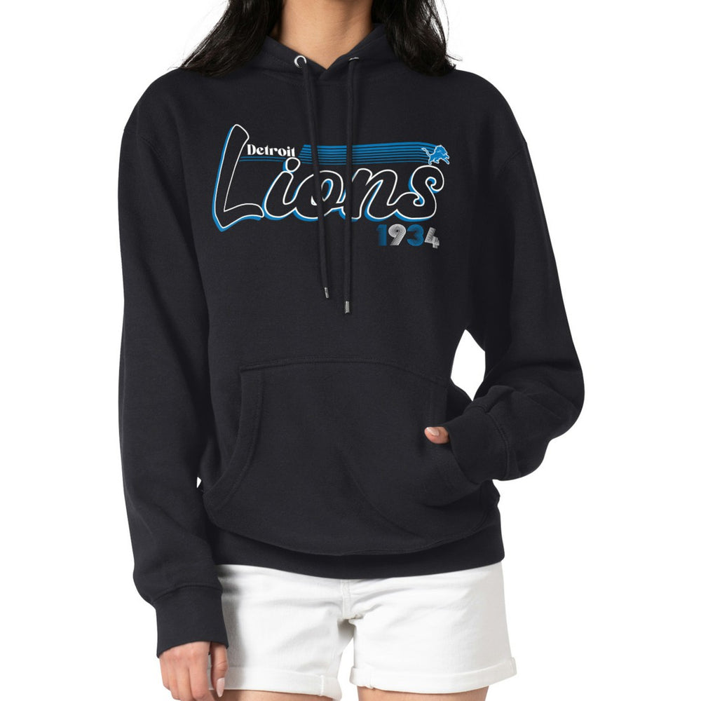 Detroit Lions Starter Women's Groovy Script Pullover Hoodie - Black for sale