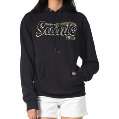 New Orleans Saints Starter Women's Groovy Script Pullover Hoodie - Black for sale