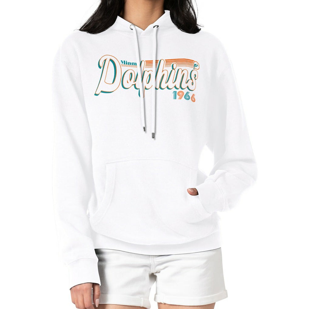 Miami Dolphins Starter Women's Throwback Groovy Script Pullover Hoodie - White outlet