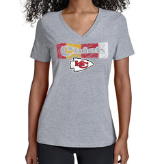 Kansas City Chiefs Starter Women's Color Shading V-Neck T-Shirt - Gray discount