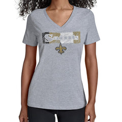 New Orleans Saints Starter Women's Color Shading V-Neck T-Shirt - Gray outlet