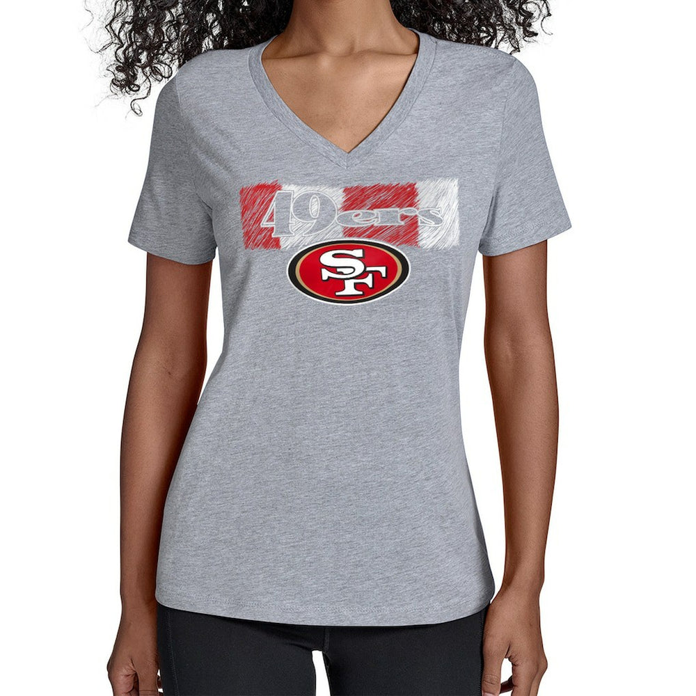 San Francisco 49ers Starter Women's Color Shading V-Neck T-Shirt - Gray outlet