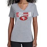 San Francisco 49ers Starter Women's Color Shading V-Neck T-Shirt - Gray outlet