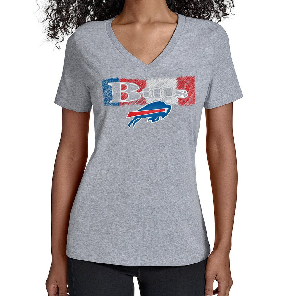 Buffalo Bills Starter Women's Color Shading V-Neck T-Shirt - Gray discount