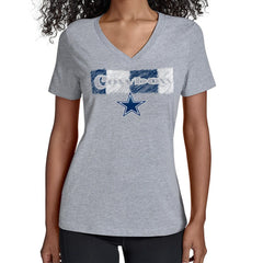 Dallas Cowboys Starter Women's Color Shading V-Neck T-Shirt - Gray for sale