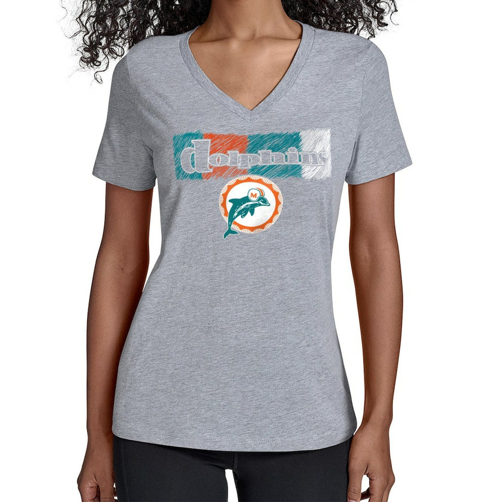 Miami Dolphins Starter Women's Color Shading V-Neck T-Shirt - Gray on sale