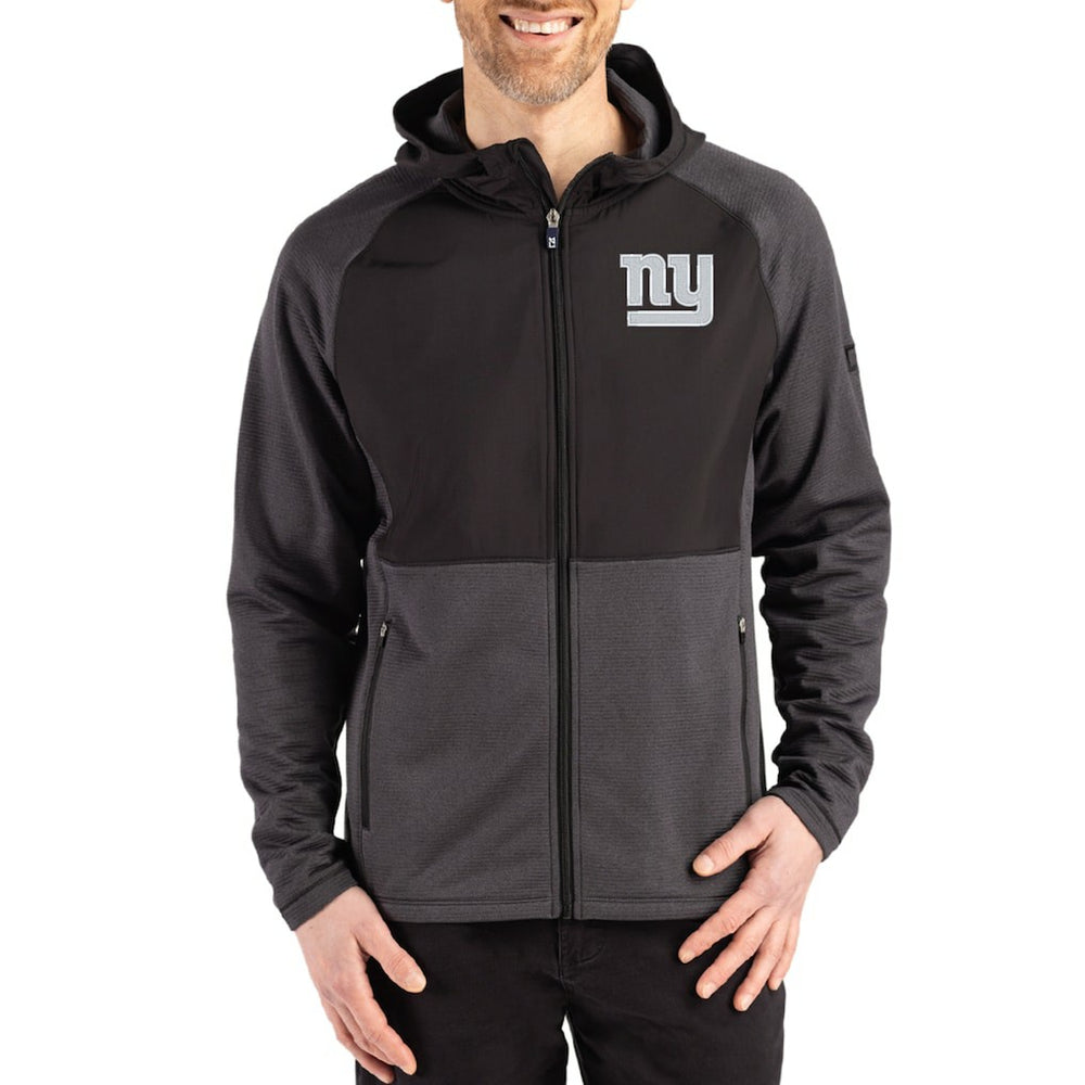 New York Giants Cutter & Buck Peshastin Eco Fleece Recycled Raglan Full-Zip Tri-Blend Hybrid Jacket - Heather Black discount