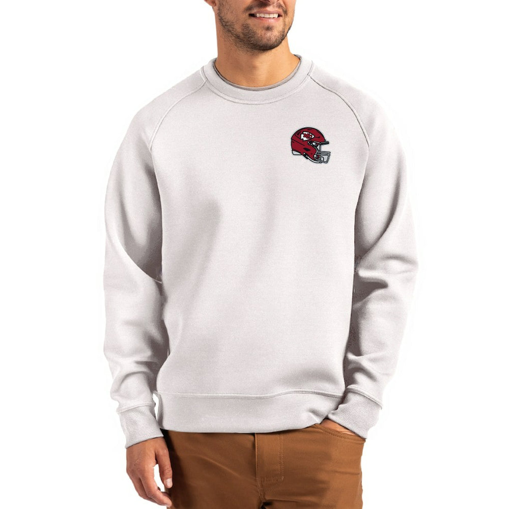 Kansas City Chiefs Cutter & Buck Helmet Roam Recycled Raglan Pullover Sweatshirt - Gray outlet