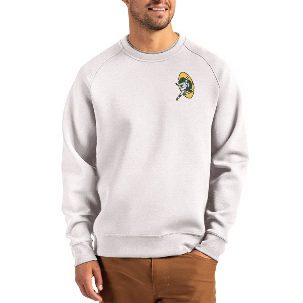 Green Bay Packers Cutter & Buck Throwback Roam Recycled Raglan Pullover Sweatshirt - Gray cheap
