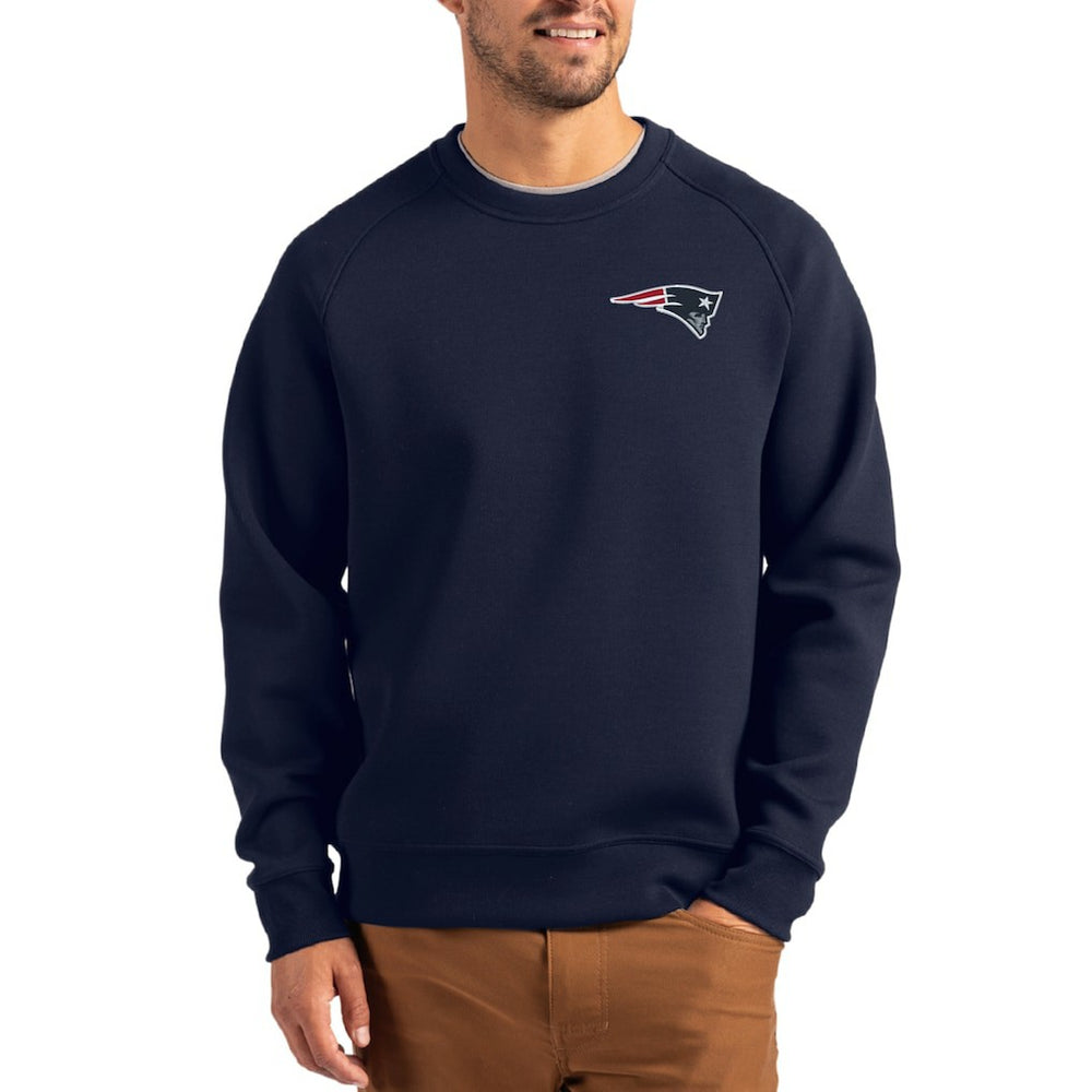 New England Patriots Cutter & Buck Primary Logo Roam Recycled Raglan Pullover Sweatshirt - Navy sale
