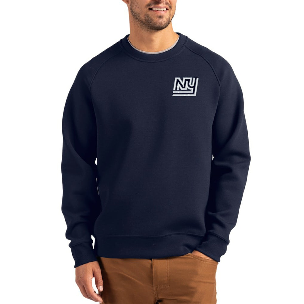 New York Giants Cutter & Buck Throwback Roam Recycled Raglan Pullover Sweatshirt - Navy discount