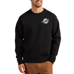Miami Dolphins Cutter & Buck Primary Logo Roam Recycled Raglan Pullover Sweatshirt - Black cheap