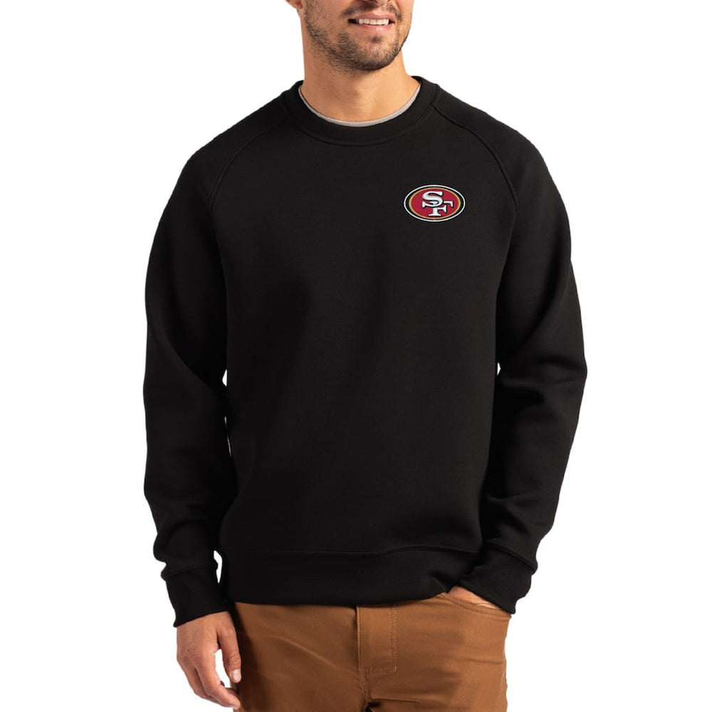 San Francisco 49ers Cutter & Buck Primary Logo Roam Recycled Raglan Pullover Sweatshirt - Black outlet