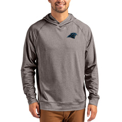 Carolina Panthers Cutter & Buck Adapt Knit Recycled Raglan Pullover Hoodie - Heather Gray for sale