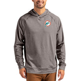 Miami Dolphins Cutter & Buck Adapt Historic Knit Recycled Raglan Pullover Hoodie - Heather Gray online