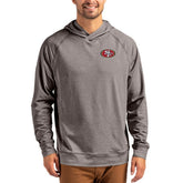 San Francisco 49ers Cutter & Buck Adapt Knit Recycled Raglan Pullover Hoodie - Heather Gray for sale