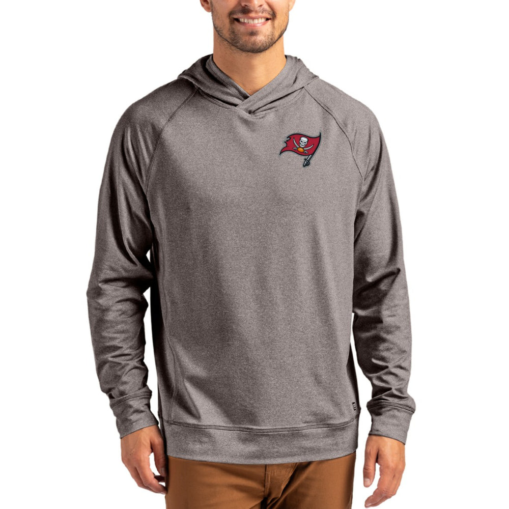 Tampa Bay Buccaneers Cutter & Buck Adapt Knit Recycled Raglan Pullover Hoodie - Heather Gray cheap