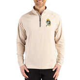 Green Bay Packers Cutter & Buck Throwback Logo Adapt Eco Knit Stretch Recycled Quarter-Zip Pullover - Tan cheap