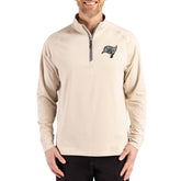 Tampa Bay Buccaneers Cutter & Buck Adapt Eco Knit Stretch Recycled Quarter-Zip Pullover - Tan on sale