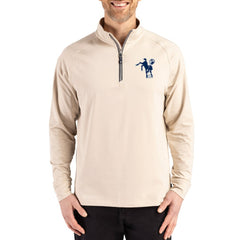 Indianapolis Colts Cutter & Buck Throwback Logo Adapt Eco Knit Stretch Recycled Quarter-Zip Pullover - Tan for sale