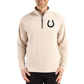 Indianapolis Colts Cutter & Buck Adapt Eco Knit Stretch Recycled Quarter-Zip Pullover - Tan for sale