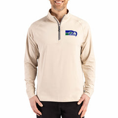 Seattle Seahawks Cutter & Buck Adapt Eco Knit Stretch Recycled Quarter-Zip Pullover - Tan outlet