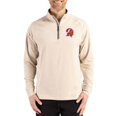 Tampa Bay Buccaneers Cutter & Buck Throwback Logo Adapt Eco Knit Stretch Recycled Quarter-Zip Pullover - Tan cheap