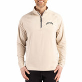 Los Angeles Chargers Cutter & Buck Adapt Eco Knit Stretch Recycled Quarter-Zip Pullover - Tan discount