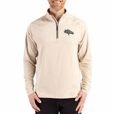 Denver Broncos Cutter & Buck Adapt Eco Knit Stretch Recycled Quarter-Zip Pullover - Tan sale